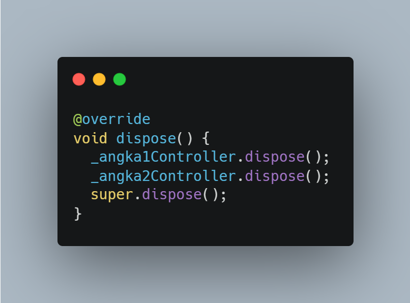 Dispose controller saat widget dihancurkan