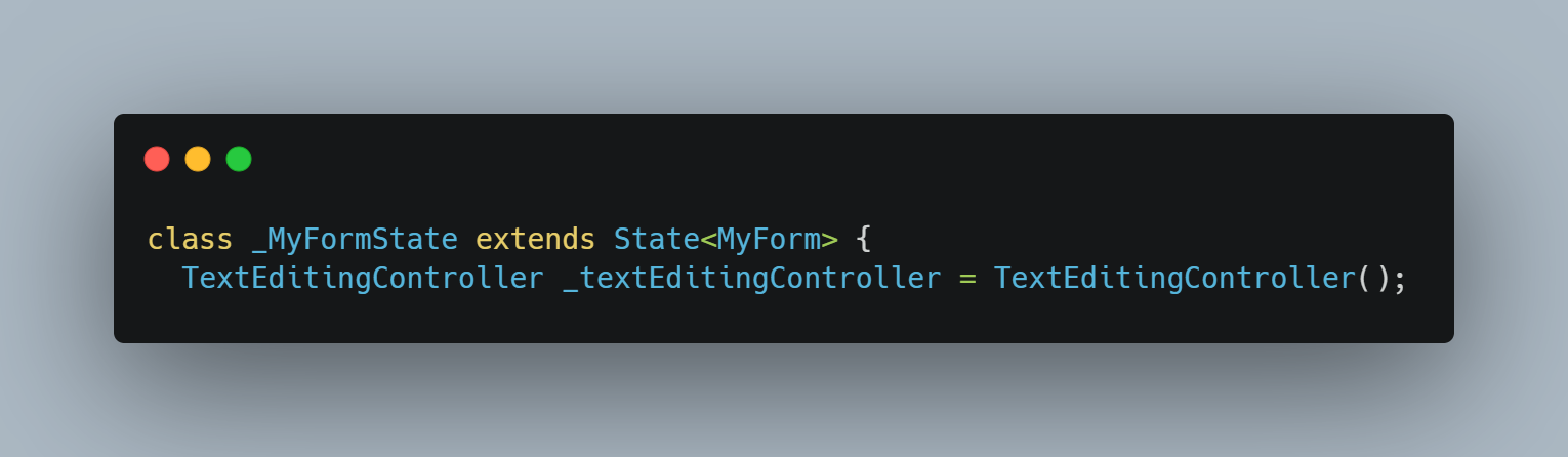 Deklarasi _textEditingController pada class _MyFormState