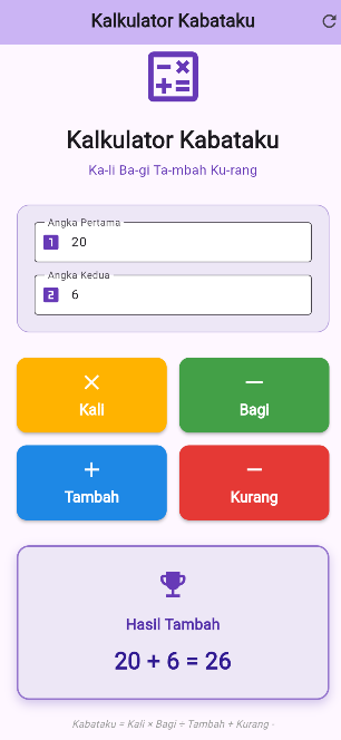 Hasil operasi tambah