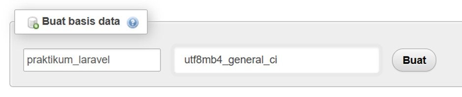Pembuatan database praktikum_laravel di phpMyAdmin