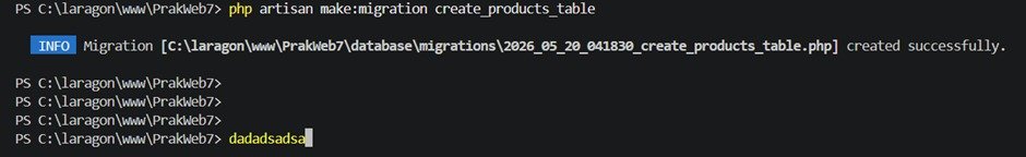 Perintah membuat migration create_products_table