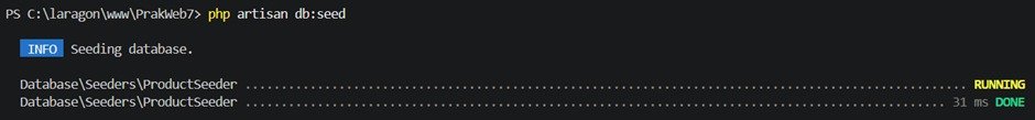 Menjalankan perintah php artisan db:seed