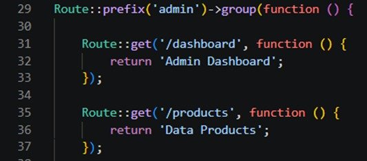 Contoh route group pada Laravel