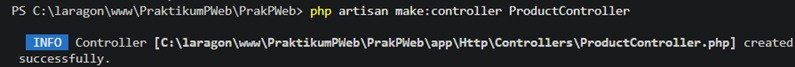 Perintah membuat ProductController