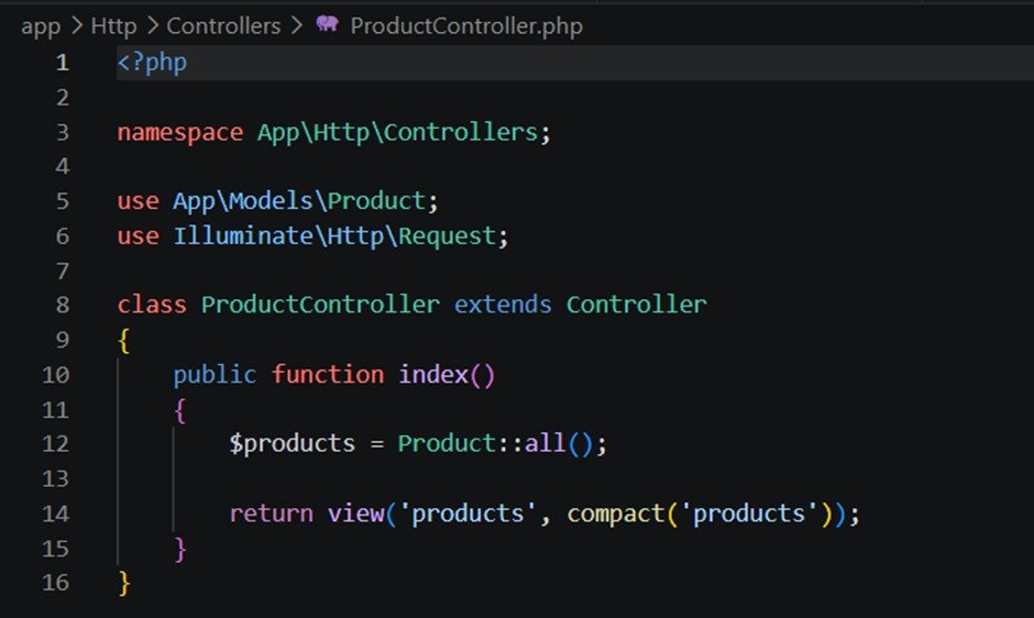 Method index pada ProductController
