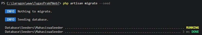 Menjalankan php artisan migrate --seed