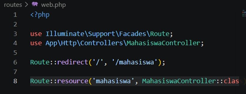 Route resource untuk halaman mahasiswa
