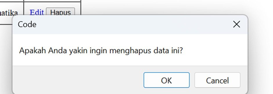 Konfirmasi hapus data mahasiswa