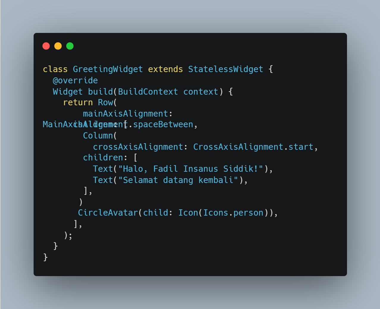 Membuat Widget Sapaan (Stateless)