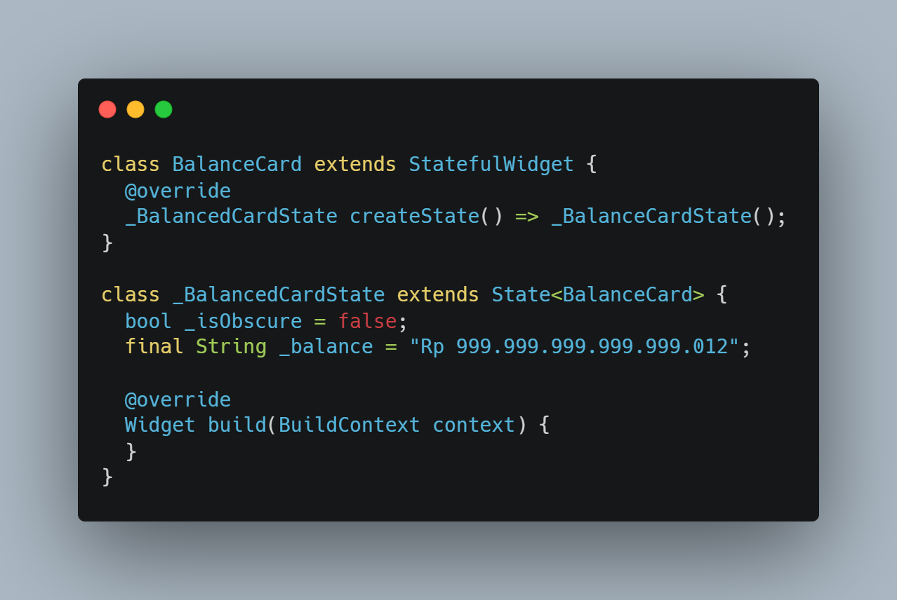 Membuat Card Saldo (Stateful)